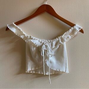 Ruffled tie bust crop top